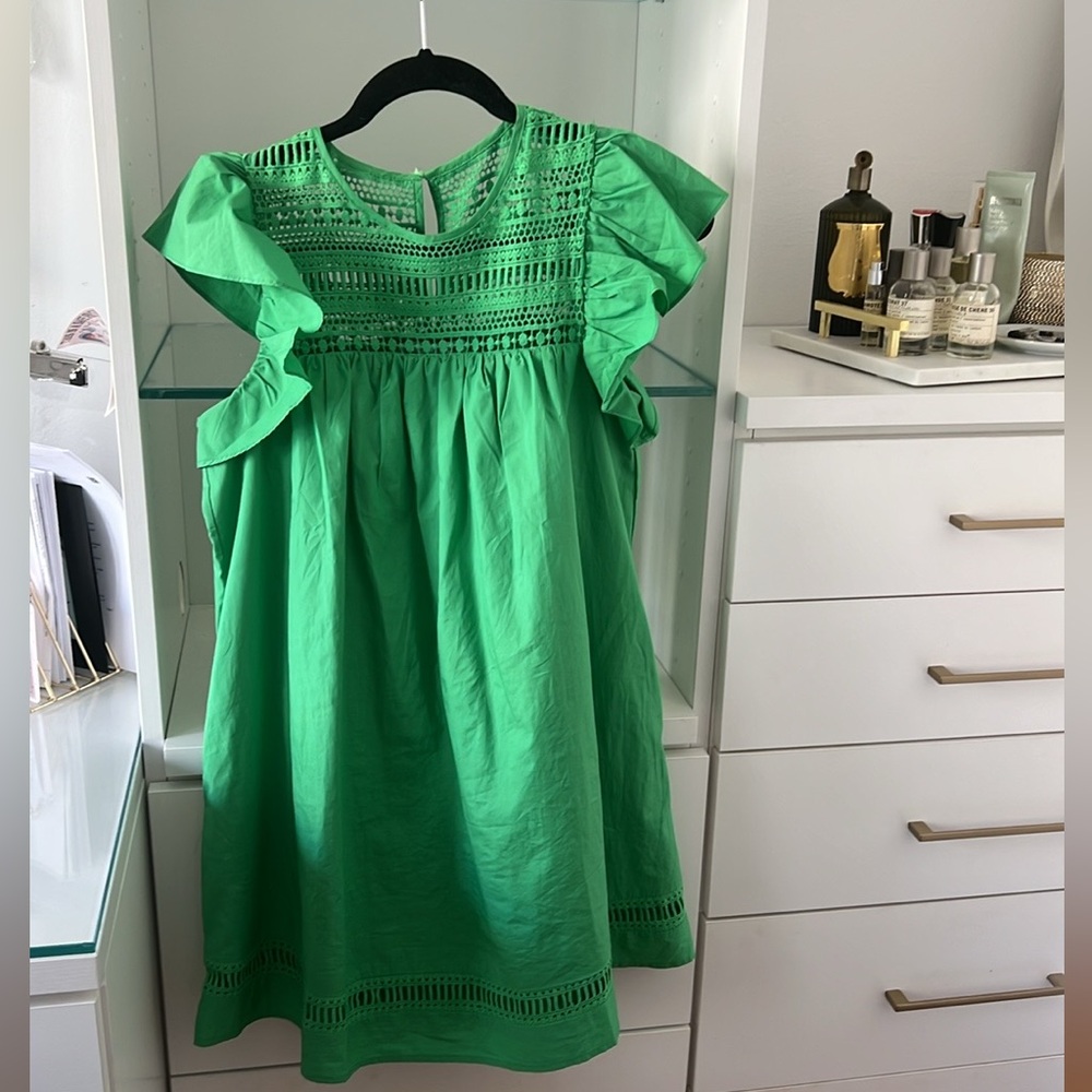 English Factory Green Mini Flutter Sleeve Dress sz XS